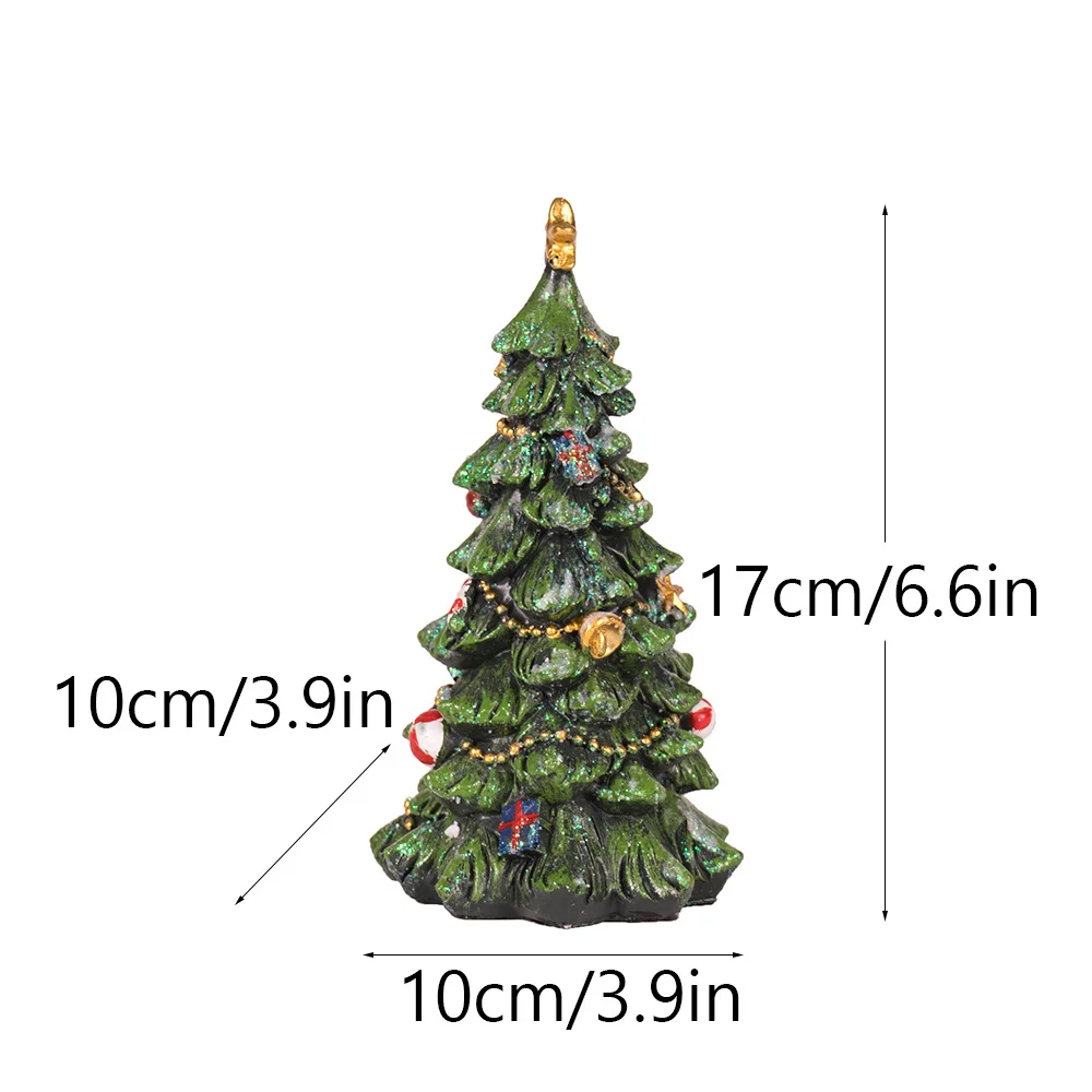 Miniature Decorated Christmas Tree Tabletop Ornament - Holiday Village Display Decoration(green)