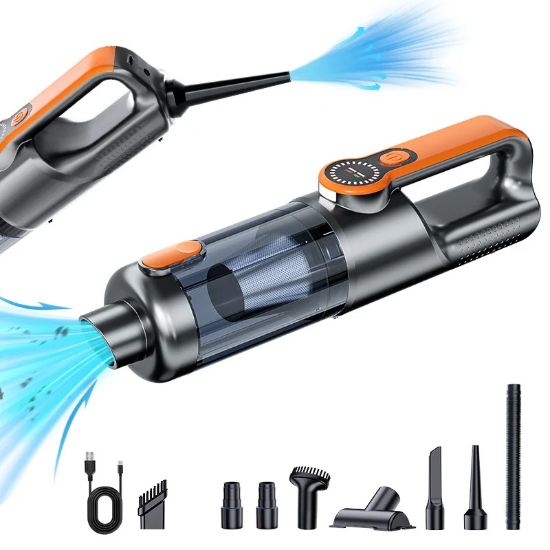 Multi-Function Cordless Handheld Vacuum Cleaner & Blower - Powerful Brushless Motor with Digital Display(Gray Orange)