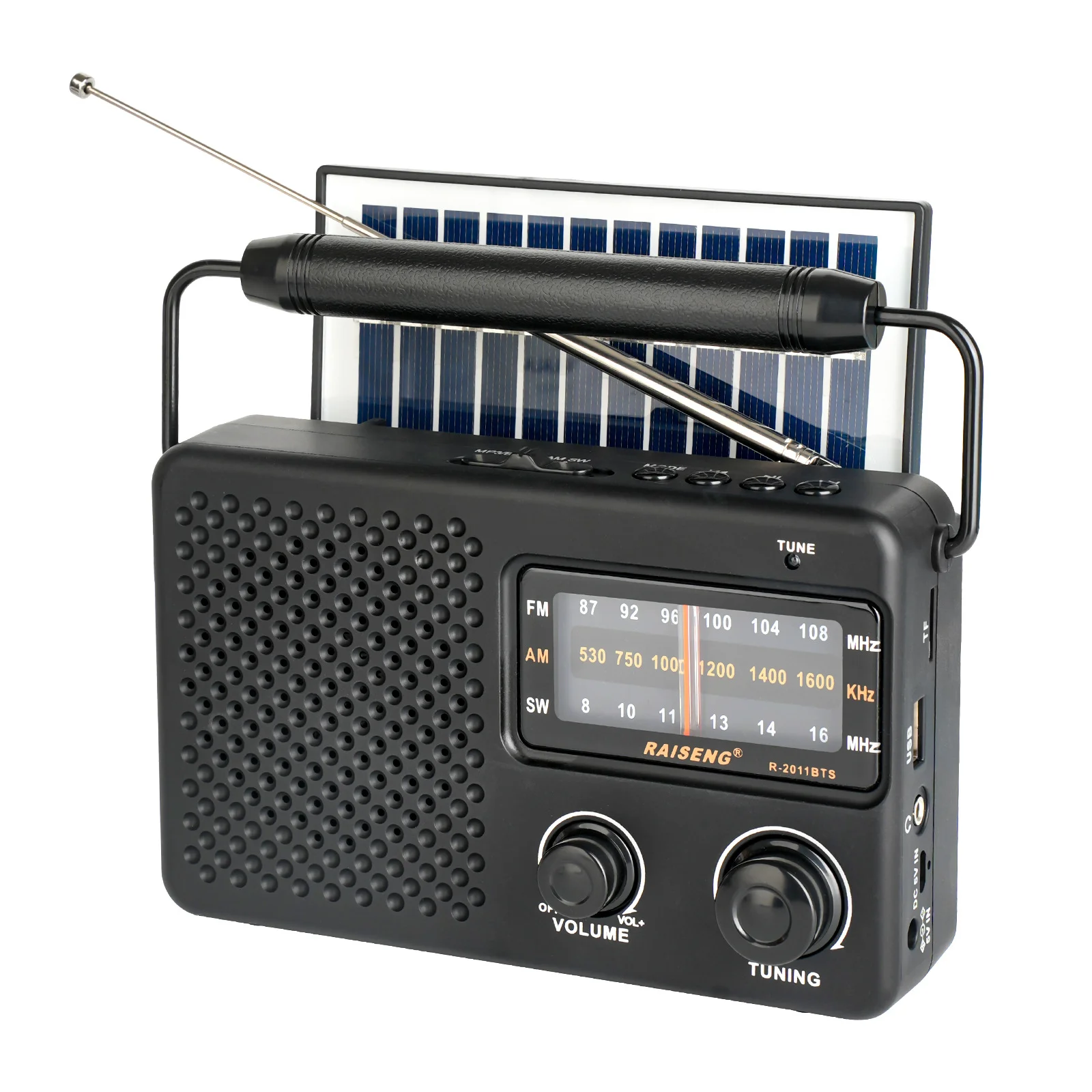 Portable Solar Powered 3-Band AM/FM/SW Radio with Bluetooth Speaker & Multiple Charging Options(black)