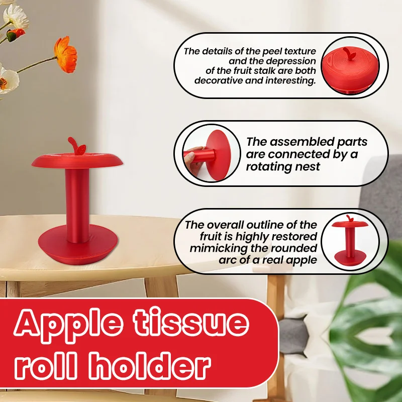 Apple-Shaped Adjustable Tissue Roll Holder - Fun & Practical Desktop Paper Towel Stand(red)