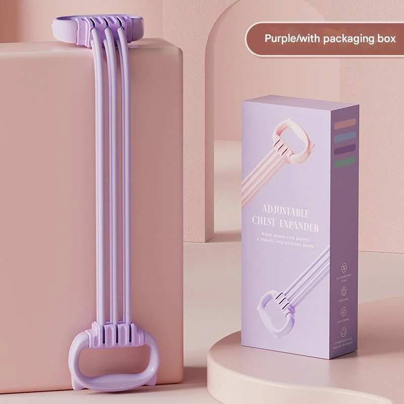 Purple Adjustable Resistance Chest Expander with 6 Levels - Cute Cat Ear Puller for Full Body Workout