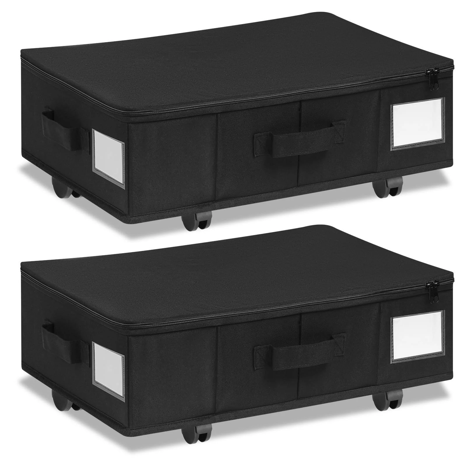 1 piece Black Size S Collapsible Underbed Storage Organizer with Wheels - Fabric Bin with Dustproof Lid