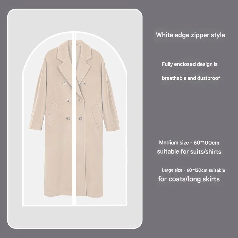 White Edge 10-Pack Hanging Garment Bags for Closet Storage - Translucent Dust-Proof Suit Covers, Washable & Reusable Coat Protectors (2 Sizes)