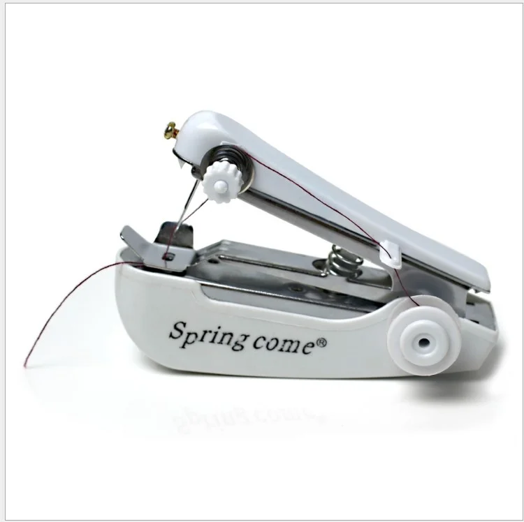 2 Pcs White Portable Mini Handheld Sewing Machine - Manual Stitching Tool for Quick Fabric Repairs