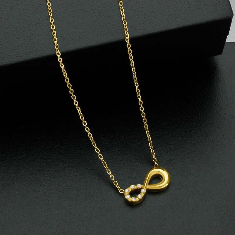 Style 4 Gold Infinity Necklace for Women - Dainty Titanium Steel Pendant with Sparkling Cubic Zirconia