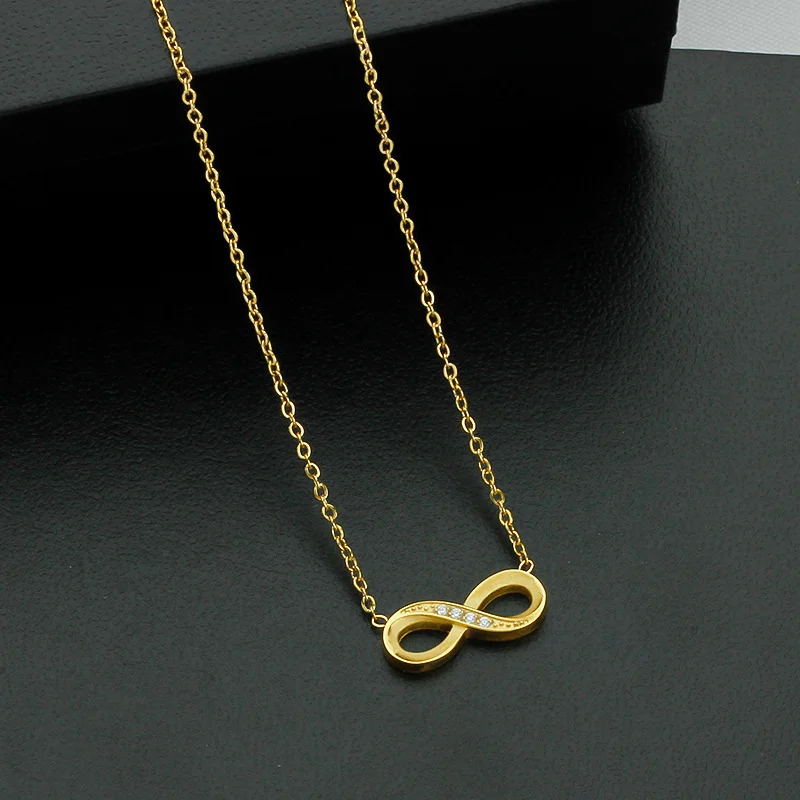 Style 8 Gold Infinity Necklace for Women - Dainty Titanium Steel Pendant with Sparkling Cubic Zirconia