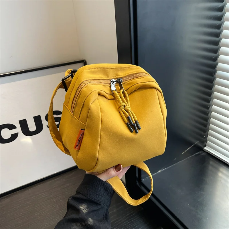 Yellow Lightweight Canvas Crossbody Bag - Minimalist Casual Shoulder Satchel with Adjustable Strap