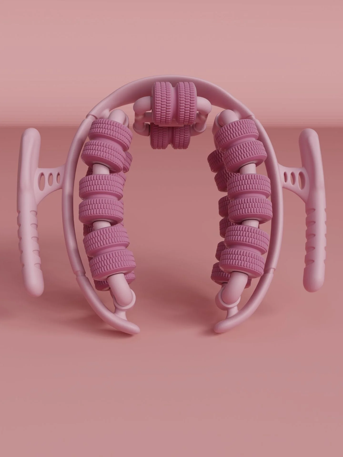 Pink 360°Wrap-Around Muscle Roller - 28-Wheel Massager for Legs, Arms & Calves