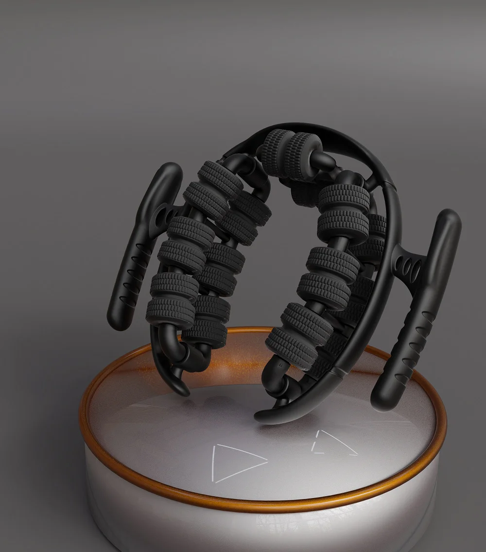 Black 360° Wrap-Around Muscle Roller - 28-Wheel Massager for Legs, Arms & Calves