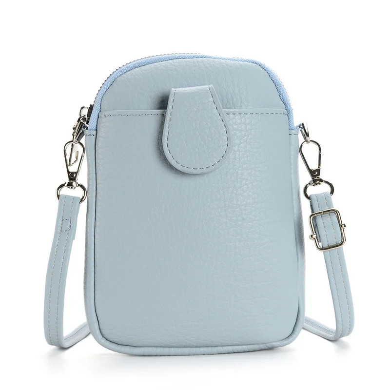 Blue Chic Crossbody Phone Bag - Womens PU Leather Mini Shoulder Purse with Adjustable Strap