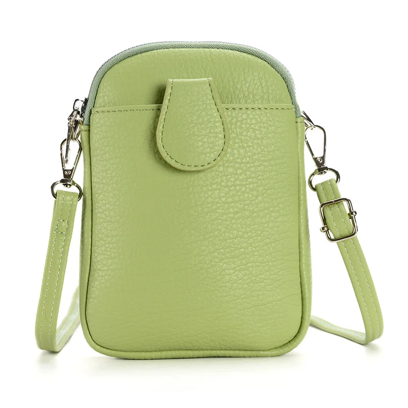 Green Chic Crossbody Phone Bag - Womens PU Leather Mini Shoulder Purse with Adjustable Strap