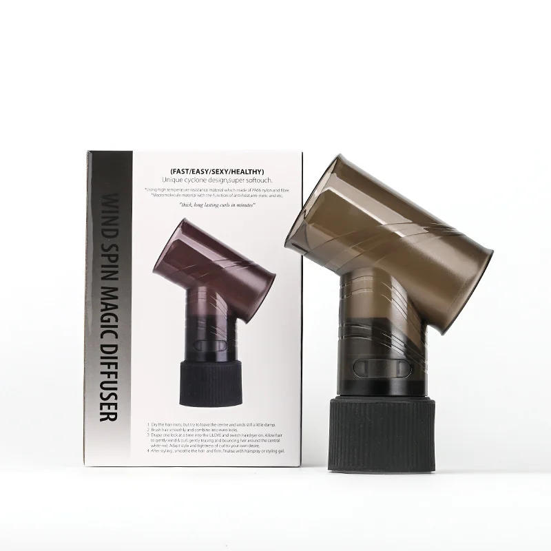 Black Wind Spin Hair Curler Diffuser - Universal Hair Dryer Attachment for Effortless Waves and Curls