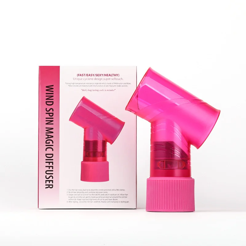 Pink Wind Spin Hair Curler Diffuser - Universal Hair Dryer Attachment for Effortless Waves and Curls