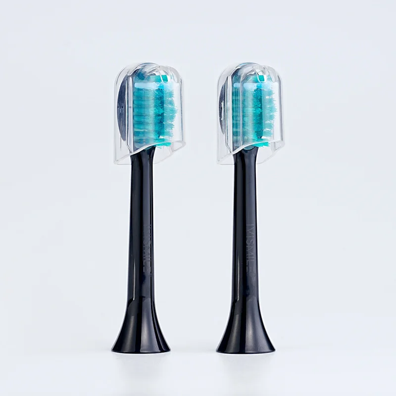 Black 03TB Electric Toothbrush Replacement Heads 2-Pack - Blue Light Whitening Sonic Cleaning Brush Heads for Smart Toothbrushes
