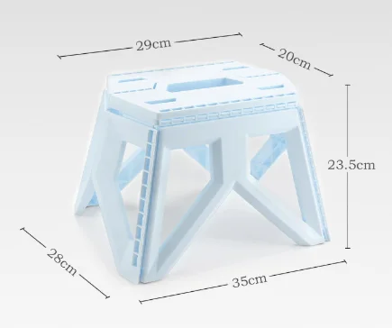 Blue Portable Folding Stool - Compact Lightweight Plastic Step Stool for Camping, Fishing, Kids, and Home Use