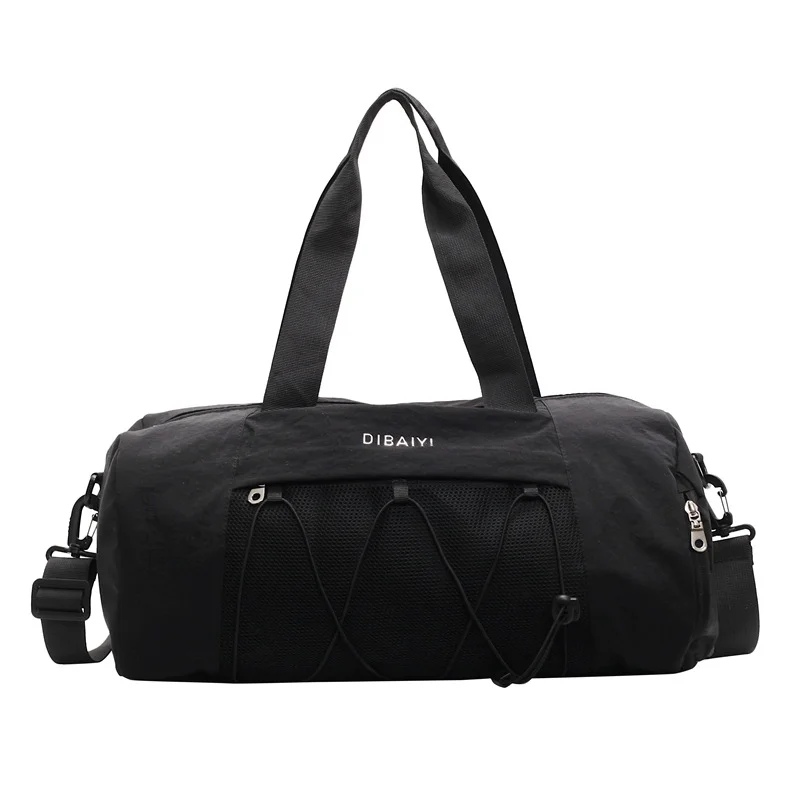 Black Stylish Sports Gym Bag for Women - Lightweight Travel Duffel with Wet/Dry Pocket