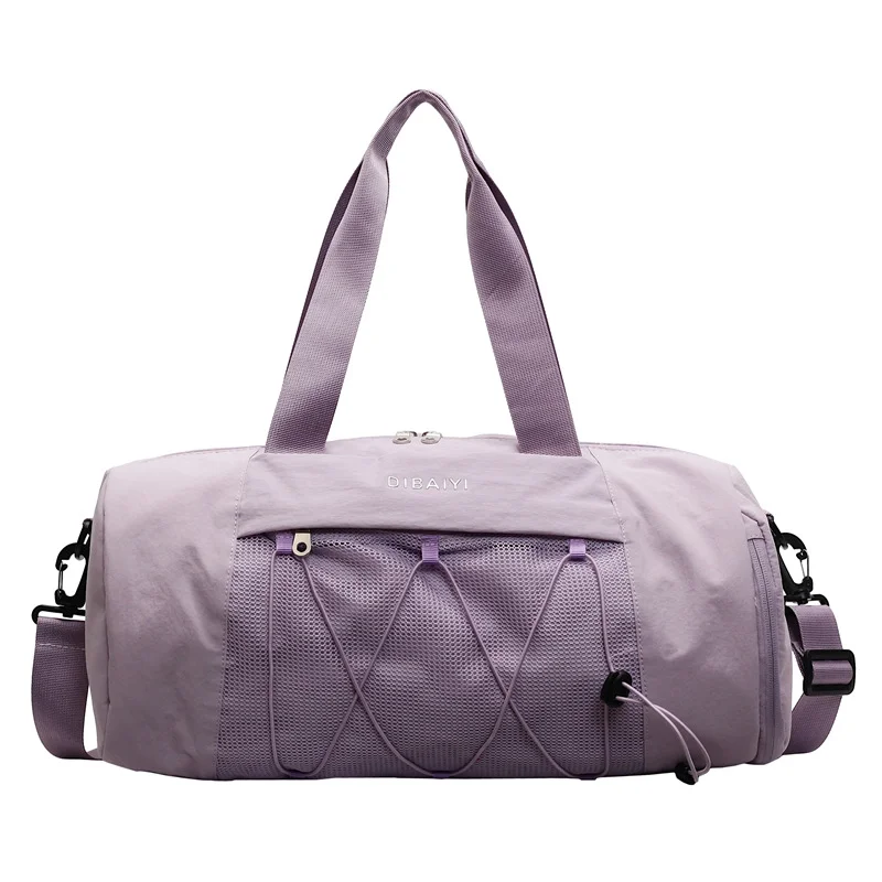Purple Stylish Sports Gym Bag for Women - Lightweight Travel Duffel with Wet/Dry Pocket