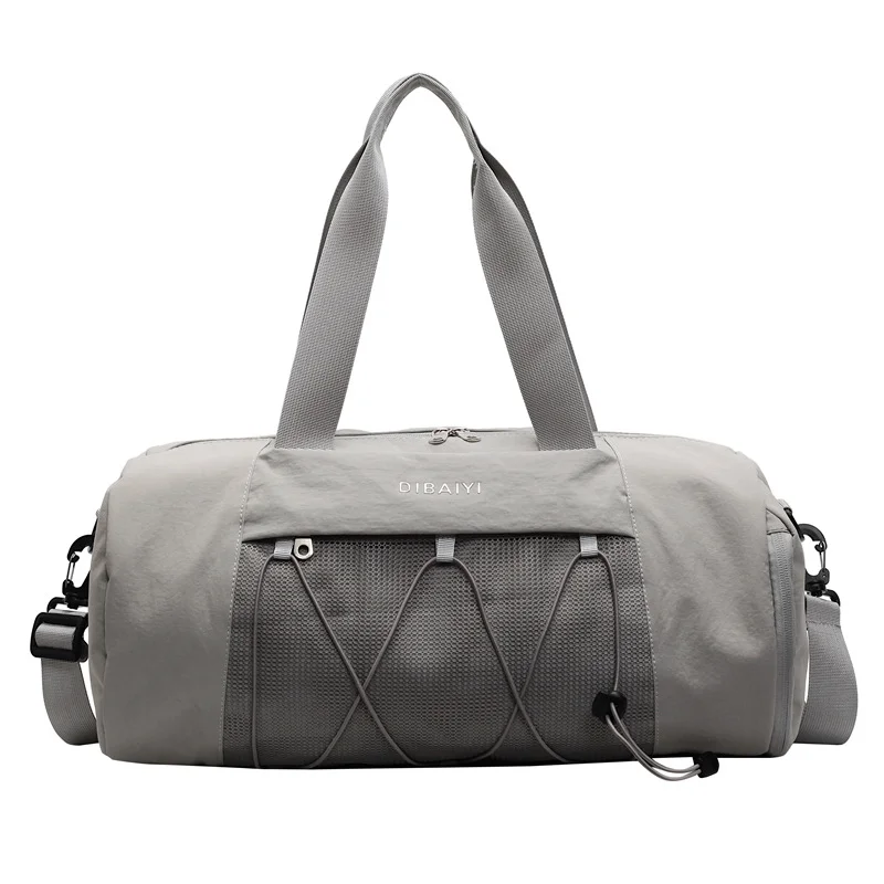 Grey Stylish Sports Gym Bag for Women - Lightweight Travel Duffel with Wet/Dry Pocket