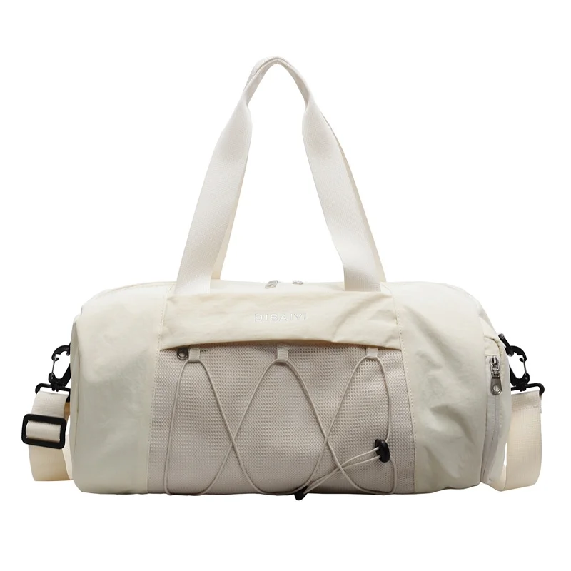 Beige Stylish Sports Gym Bag for Women - Lightweight Travel Duffel with Wet/Dry Pocket
