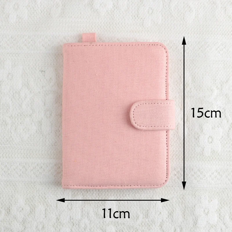 Pink DIY Canvas Passport Holder with 4 Random Patches - Customizable Travel Document Wallet