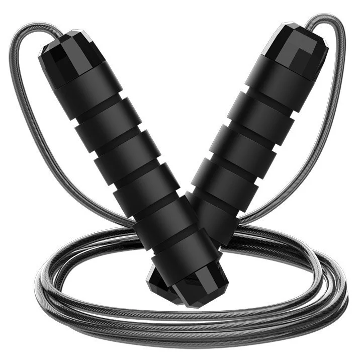 5 PCS Black Adjustable Steel Wire Speed Jump Rope Set - Professional Fitness Rope with Ball Bearings for Cardio, Boxing & Workout