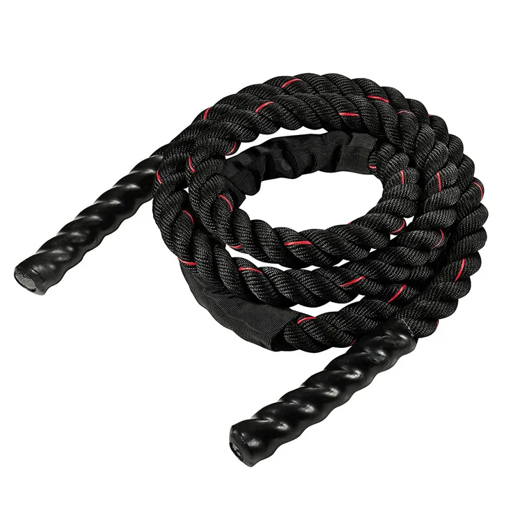 Black-red Heavy Duty Battle Rope for Jumping (25mm) - Intense Full-Body Workout for Core Strength & Muscle Training