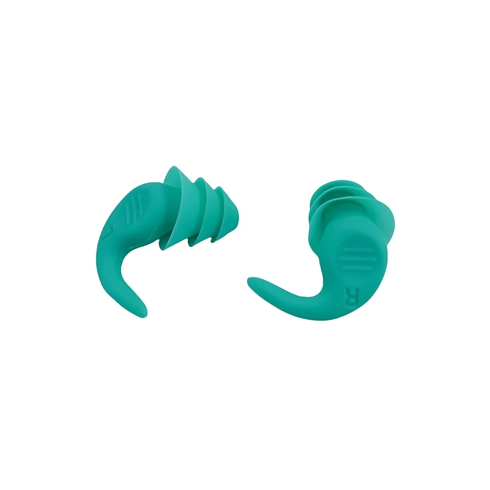 Green 5-Pair Set Ergonomic Silicone Earplugs - Waterproof for Swimming, Reusable for Noise Cancelling Sleep
