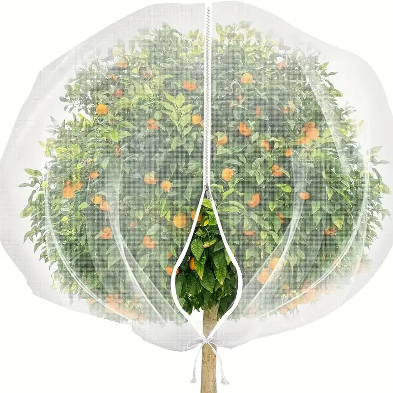 2m x 2.4m Garden Plant Protection Net Cover with Zipper and Drawstring Fruit Tree Mesh Barrier Bag against Birds Insects Frost and Sun
