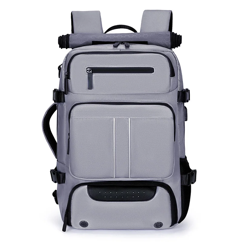 Large Capacity Convertible Travel Backpack - 16" Laptop Compartment, Shoe Pouch & USB Port(Grey)