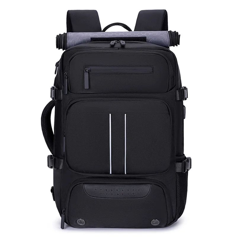 Large Capacity Convertible Travel Backpack - 16" Laptop Compartment, Shoe Pouch & USB Port(black)