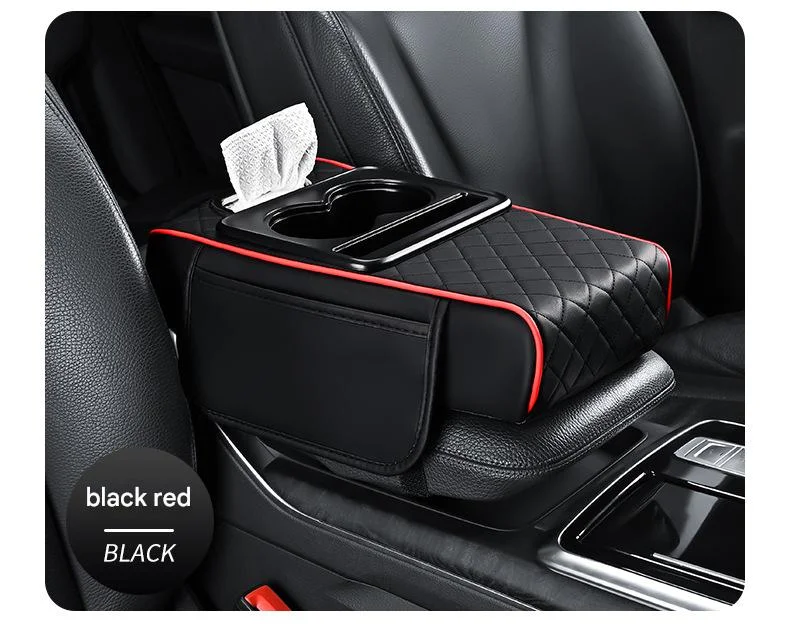 Premium Car Armrest Organizer & Comfort Pad(black red)