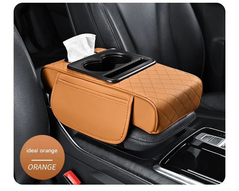 Premium Car Armrest Organizer & Comfort Pad(orange)