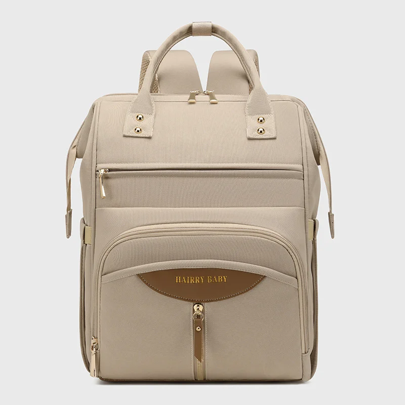 Multifunctional Diaper Bag Backpack(Apricot) - Large Capacity & Organized Storage for Baby Essentials