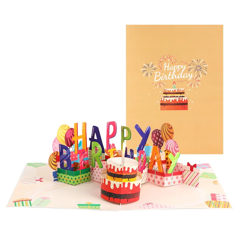 Interactive 3D Pop-Up Birthday Card with Music, Light
