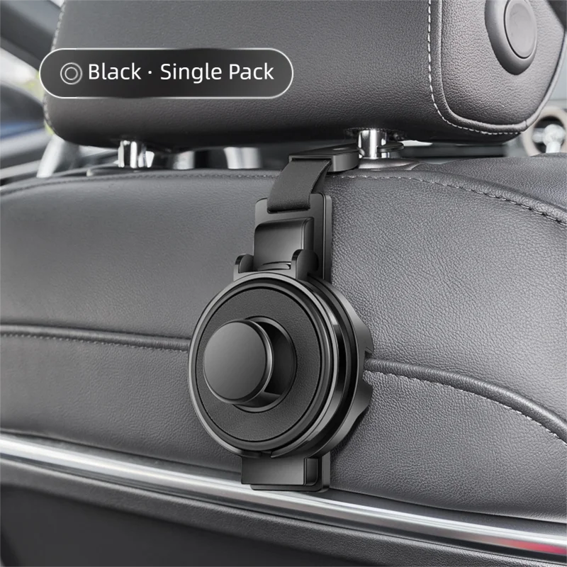 Black 3-in-1 Car Headrest Organizer Hook