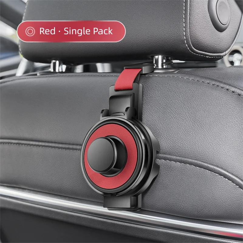 Red 3-in-1 Car Headrest Organizer Hook