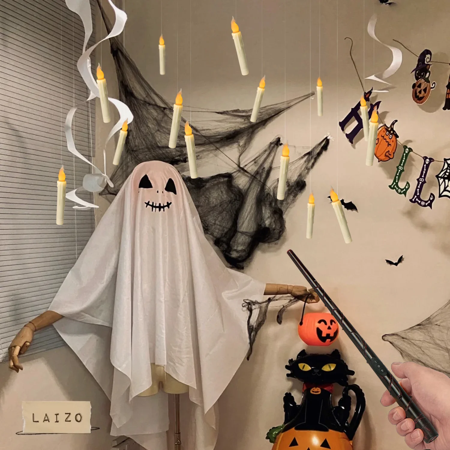 12-Pack LED Taper Candles, Remote, Hooks, & Line