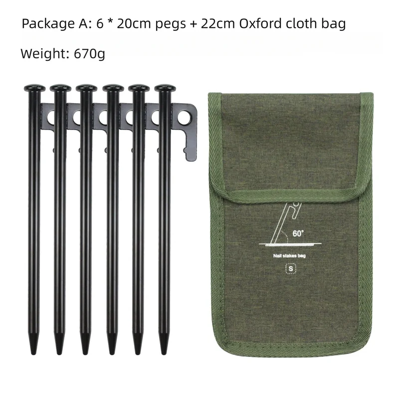 2pc Heavy-Duty 20cm Tent Stakes Kit (6 Pegs /pc) with Carry Bag