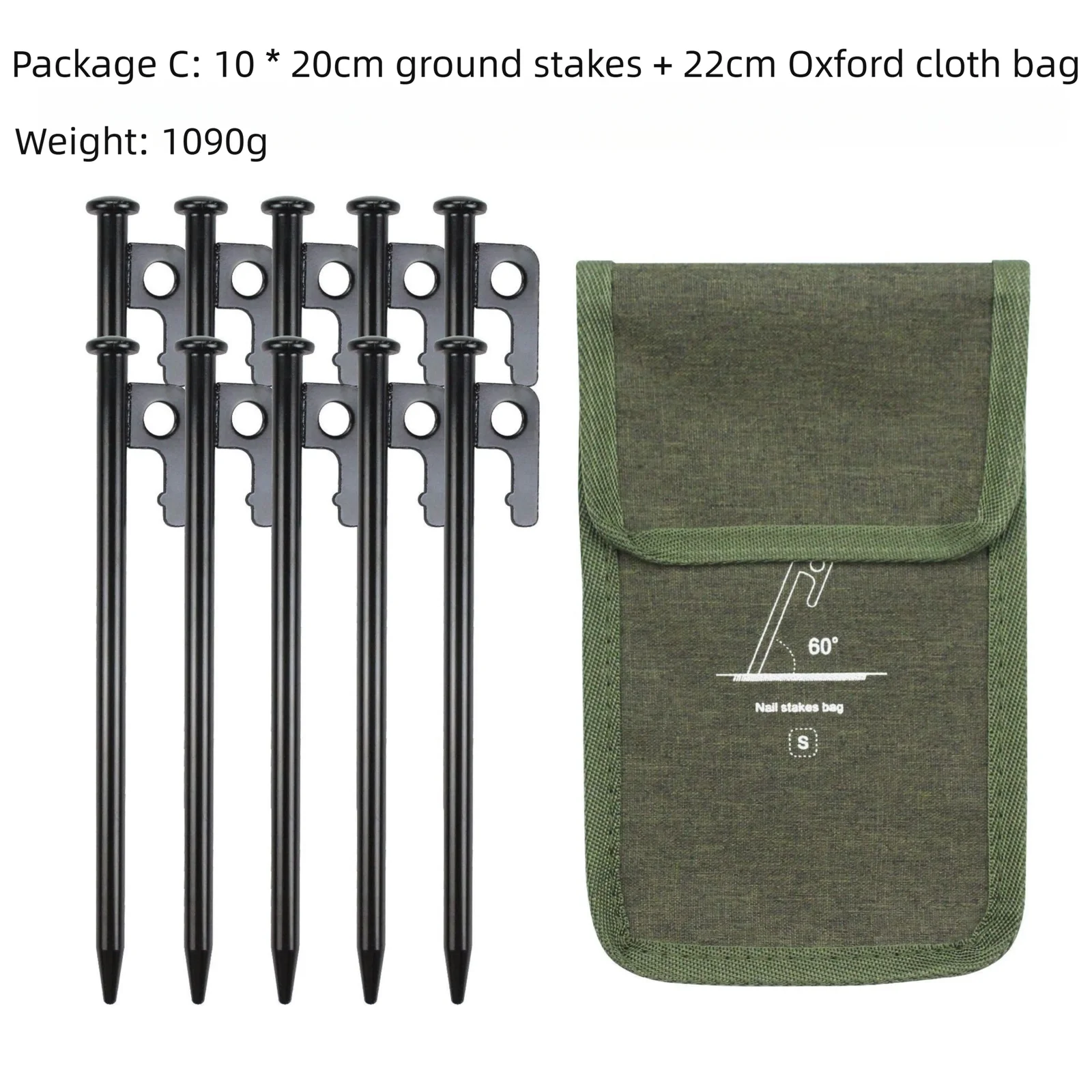 2pc Heavy-Duty 20cm Tent Stakes Kit (10 Pegs/pc) with Carry Bag