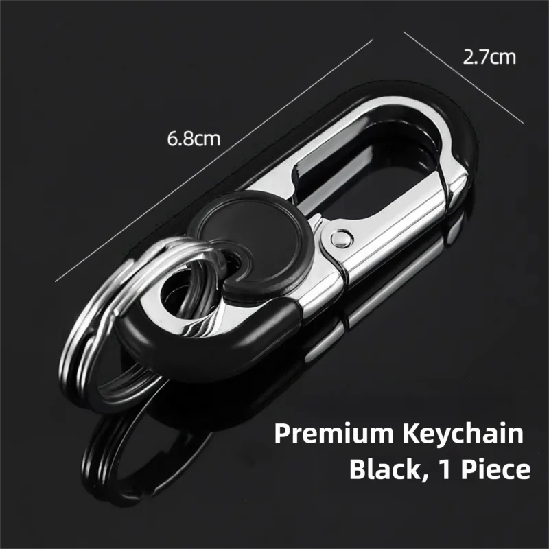 3pc Black Durable Zinc Alloy Carabiner Keychain – Secure Twist Lock & Dual Key Rings