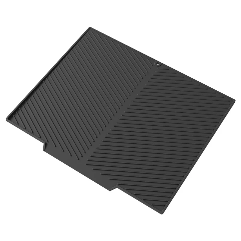 2PC Black Multi-Use Drain Mat (43x33 cm) – Non-Slip Heat Protection for Dish Drying & Prep