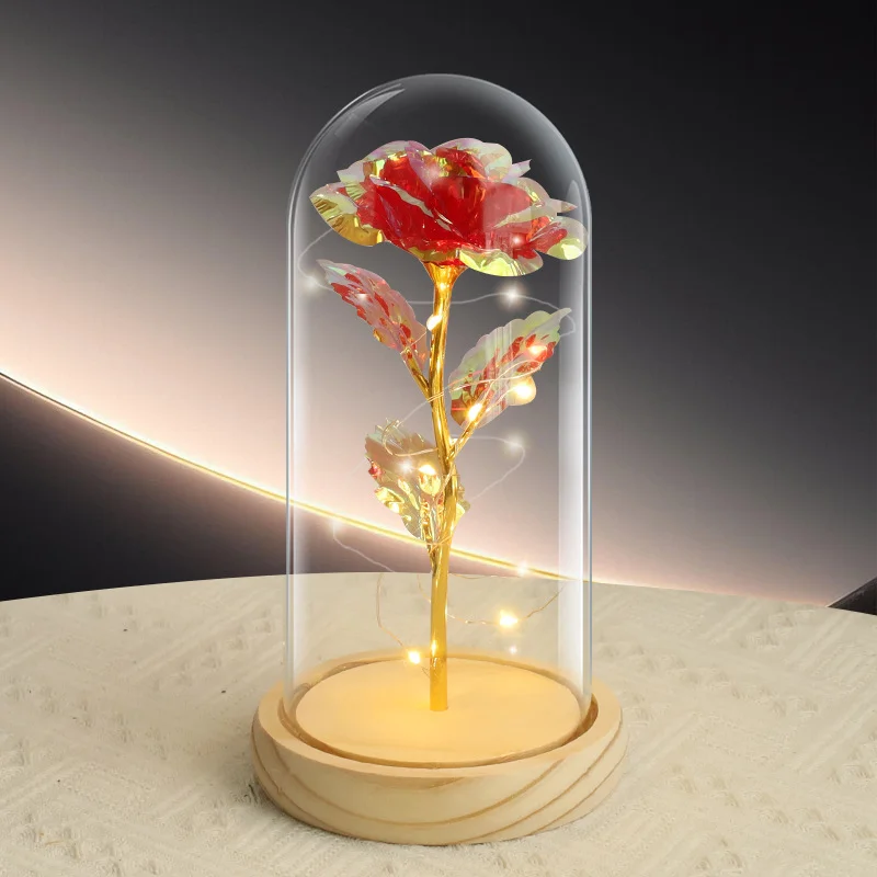  LED Eternal Red Rose in Glass Dome – Anniversary Flower Gift for Her, Mom, or Girlfriend