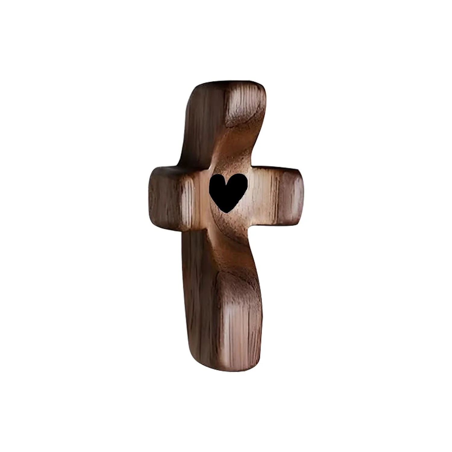 Set of 5 Black Peachwood Heart Cross – Multi-functional Spiritual Symbols for Home and Office, Religious, Ornaments Mini