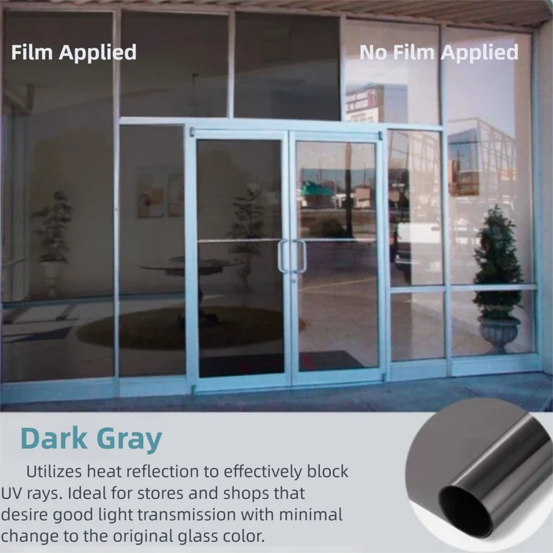 Premium 6-Layer Dark Grey Window Film for Home/Office – Reflective One-Way Privacy, 50cm x 2m One Roll, UPF 50+ UV Block,With Full Install Tools