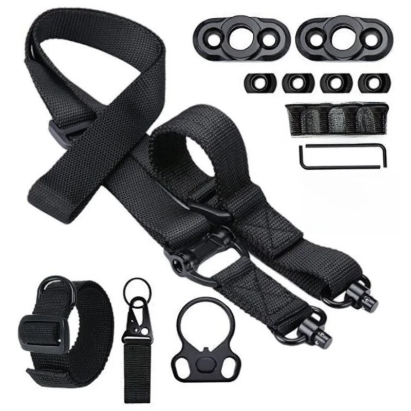 Black Quick-Adjust MS4 Tactical Sling System - Single/Two-Point Conversion Kit for Outdoor Gear 