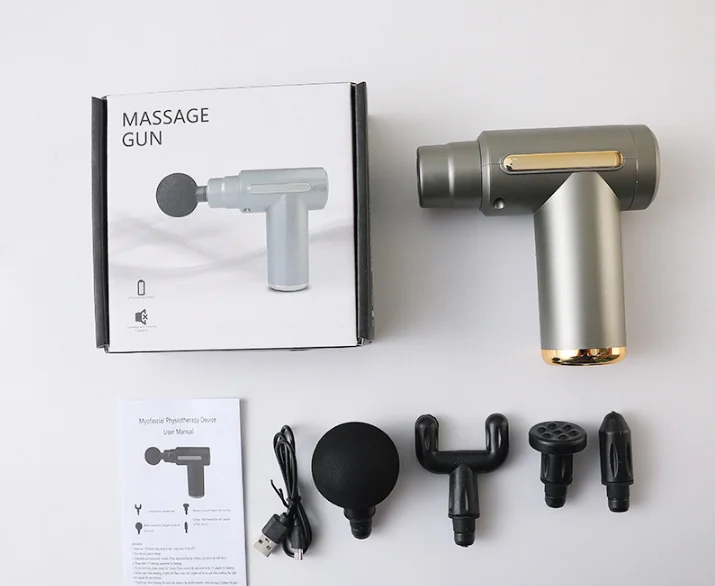 Mini Electric Massage Gun with LCD Display Portable Deep Tissue Percussion Muscle Relief Tool 6 Speeds Quiet Motor Type-C Charging Grey