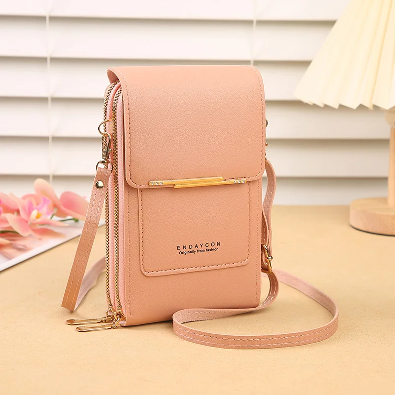 Light pink Touch Screen Crossbody Phone Bag for Women Small Shoulder Purse with Dual Zippers and Card Slots Compact Travel Pouch Australian Lifestyle