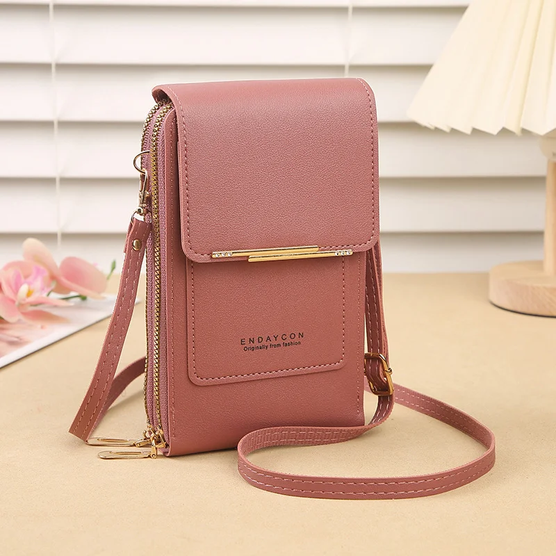 Dark pink Touch Screen Crossbody Phone Bag for Women Small Shoulder Purse with Dual Zippers and Card Slots Compact Travel Pouch Australian Lifestyle