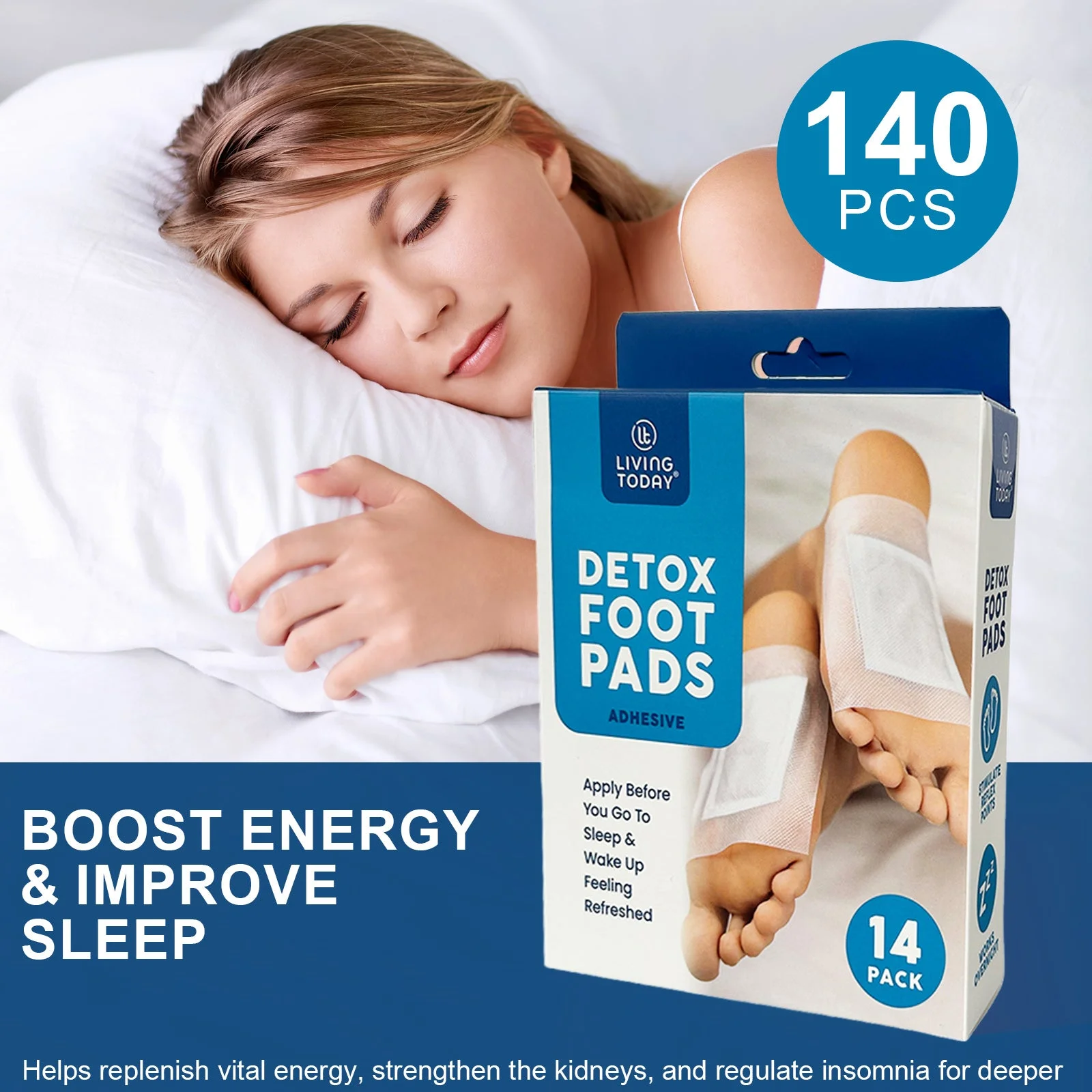 140 Pcs Cleansing Detox Foot Pads – 100% Natural Herbal Detox Patches (12 × 10 cm)