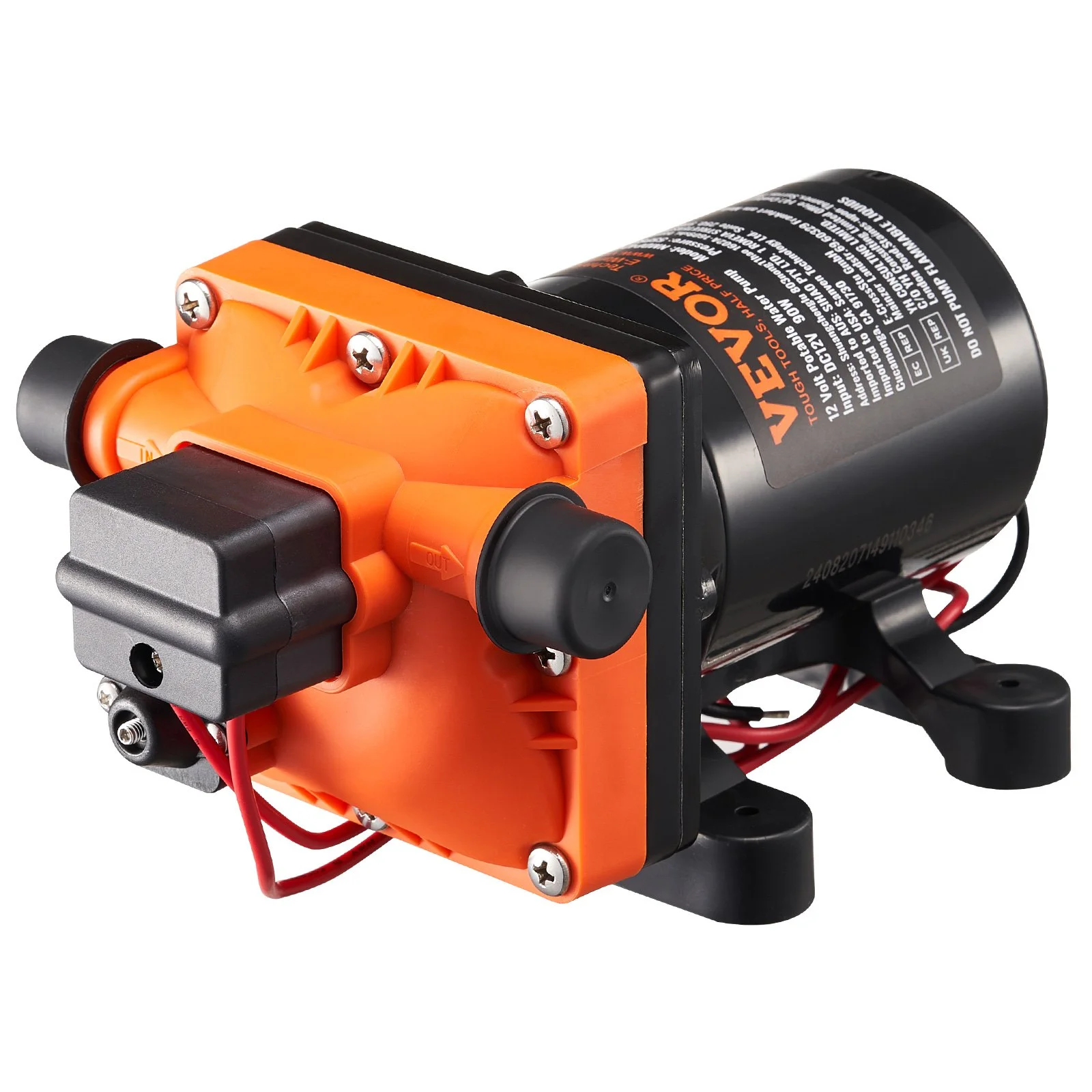Diaphragm Pump 3GPM 11.36 L/min 4-Chamber Water Pump Pressure Switch